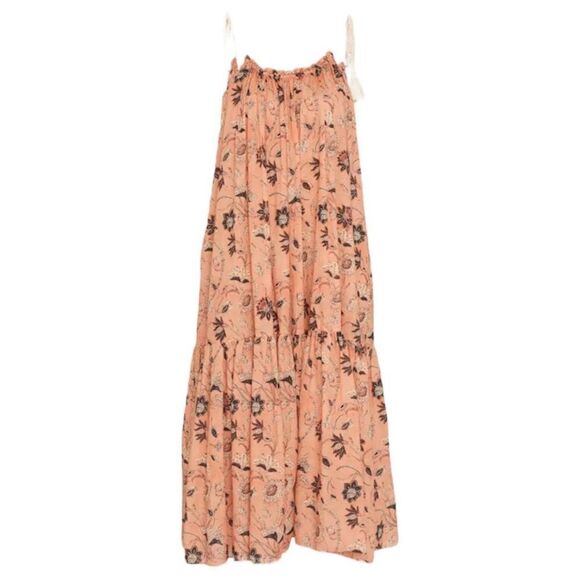 ULLA JOHNSON Cari Shoulder-Tie Maxi Beach Dress Primrose Large MSRP $445 - Picture 3 of 3